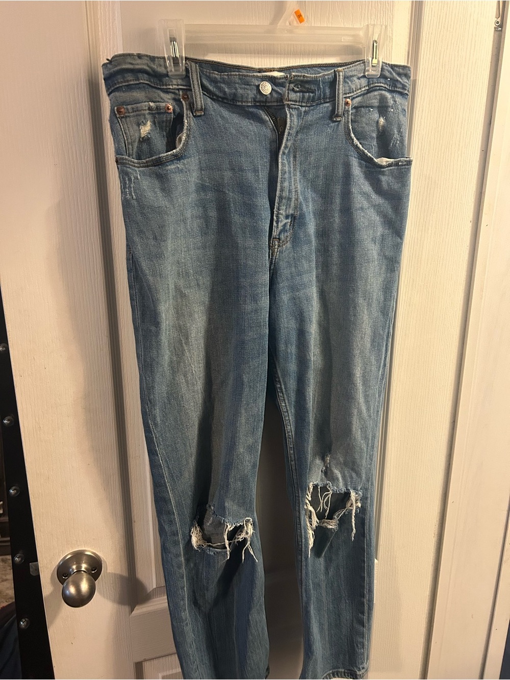 Abercrombie & Fitch Light Blue Distressed Boyfriend Jeans